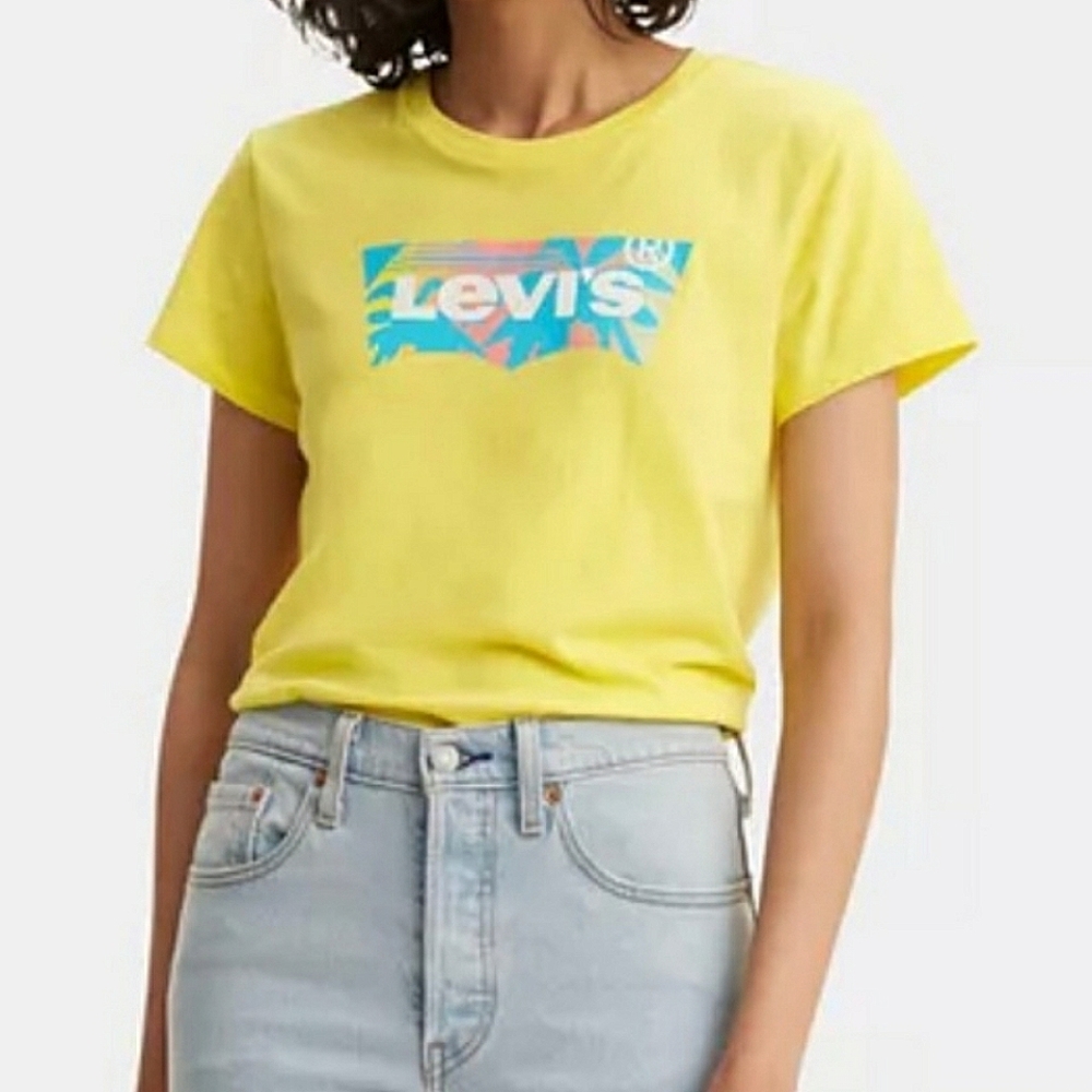 Levi's Women's Perfect Short Sleeve T-Shirt in Yellow, Size Medium